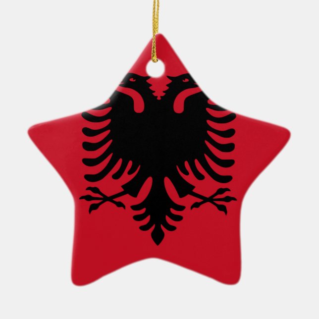 Ornement Étoile En Céramique Drapeau de l'Albanie (Devant)