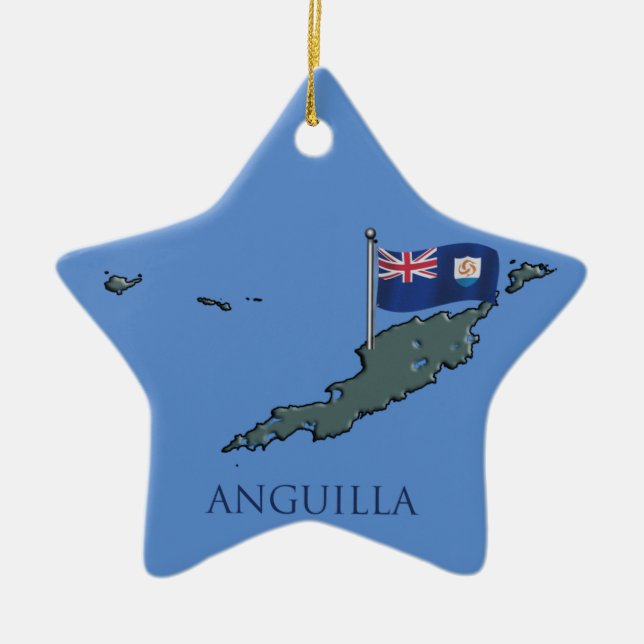 Ornement Étoile En Céramique Drapeau et carte d'Anguilla (Devant)