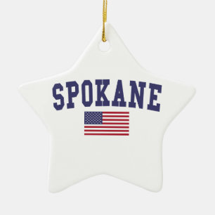 Ornement Étoile En Céramique Drapeau Spokane US