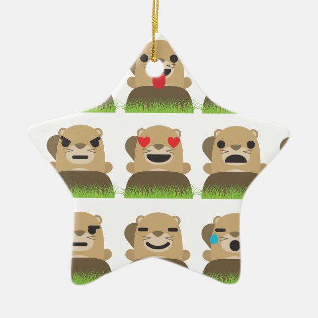 Ornement Étoile En Céramique emojis (Devant)