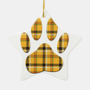 Ornement Étoile En Céramique Empreinte de patte de chien Tartan