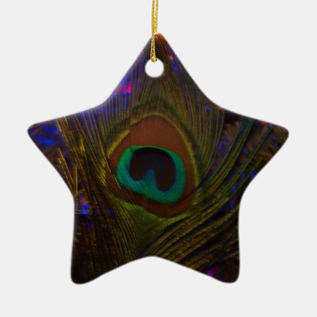 Ornement Étoile En Céramique Étoile de Noël Peacock Feather (Devant)