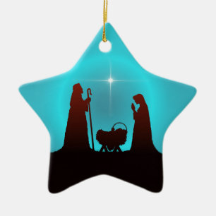 Ornement Étoile En Céramique ÉTOILE et NATIVITÉ de 3 WISEMEN par SHARON SHARPE
