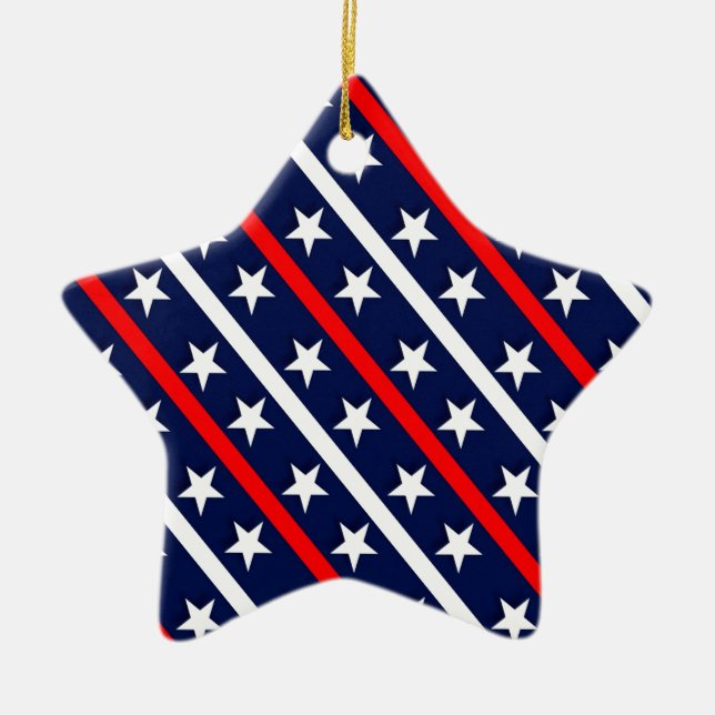 Ornement Étoile En Céramique étoiles patriotiques rouges bleues (Devant)