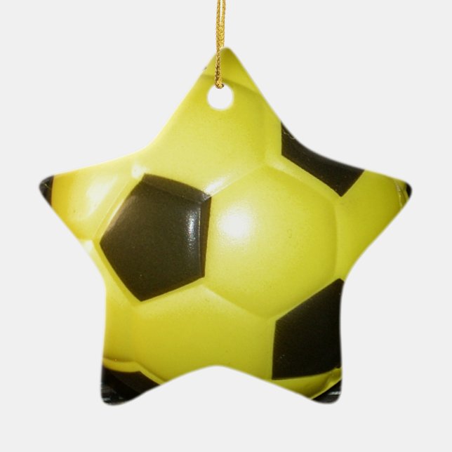 Ornement Étoile En Céramique Football jaune et noir. (Devant)