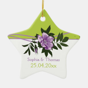 Ornement Étoile En Céramique Gardien vert mariage vert violet rose sauvage