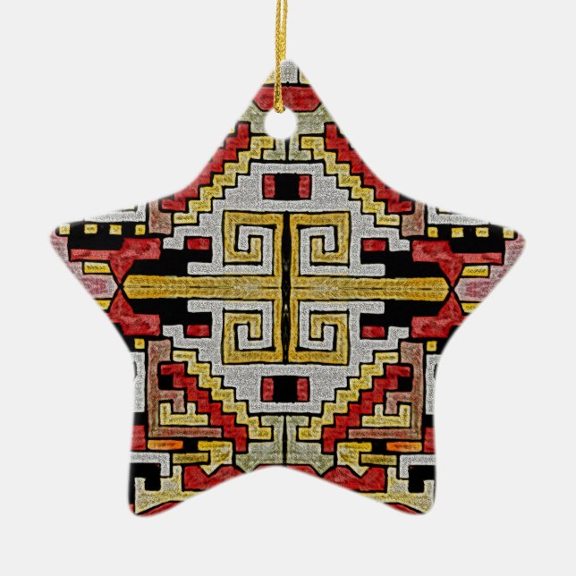 Ornement Étoile En Céramique Géométhorique Tribal/Motif ethnique (Devant)