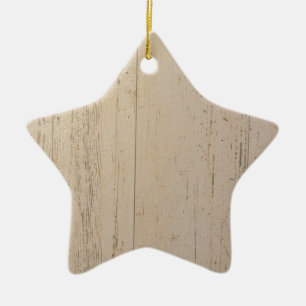 Ornement Étoile En Céramique Grains de bois texturés blancs blanchis