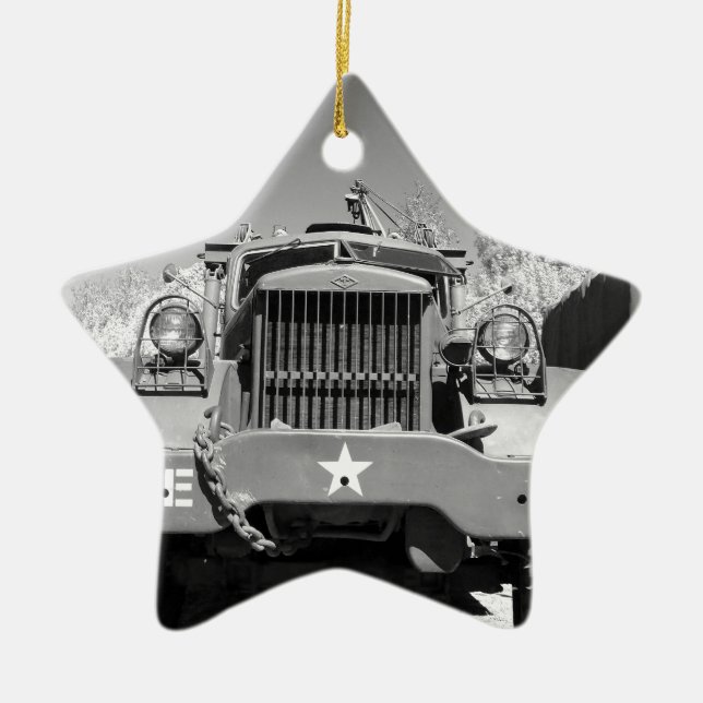 Ornement Étoile En Céramique Grand camion d'armée (Devant)