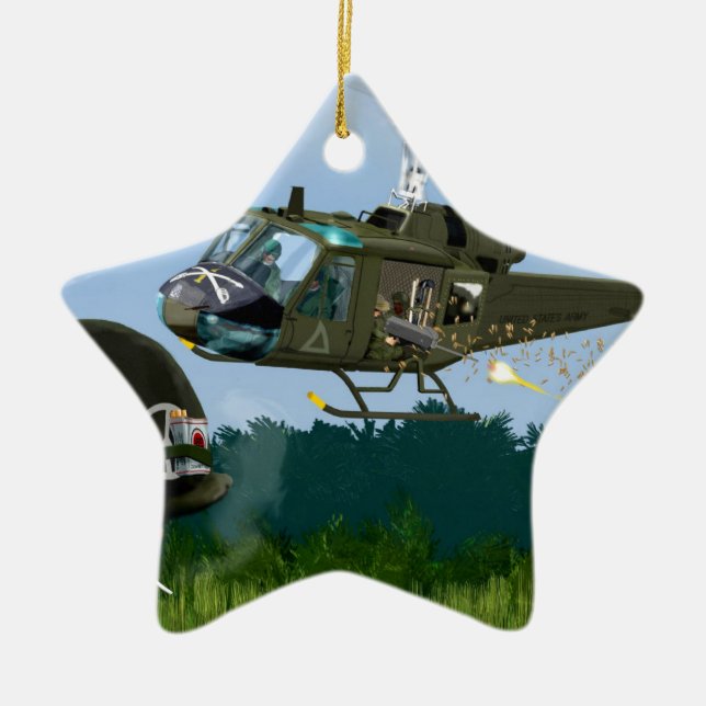 Ornement Étoile En Céramique Guerre de Vietnam Bell Huey. (Devant)