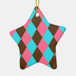 Ornement Étoile En Céramique Harlequin, Chocolate Pastel Star Ornament