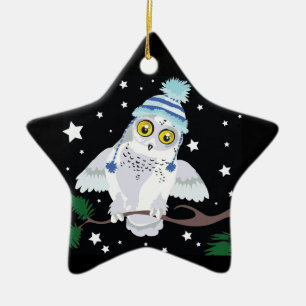 Ornement Étoile En Céramique Hibou de Milou huée dans casquette "! "ornement d