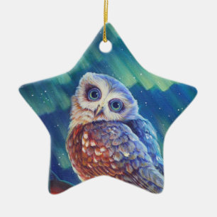Ornement Étoile En Céramique Hibou de Starshine de l'aurore