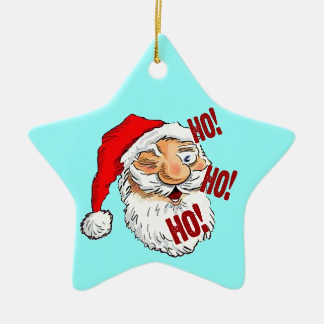 Ornement Étoile En Céramique Ho Ho Ho le père noël (Devant)