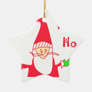 Ornement Étoile En Céramique Ho Ho Ho Merry Christmas From Santa.png