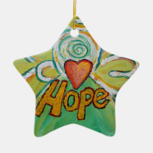 Ornement Étoile En Céramique Hope Angel Word Art Cadeau de vacances