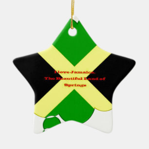 Ornement Étoile En Céramique I Love Jamaica Text on Flag Art Print