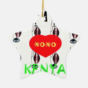 Ornement Étoile En Céramique I Love Kenya Massai Art Print