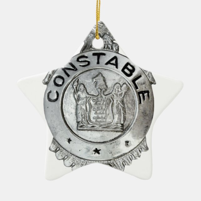 Ornement Étoile En Céramique Insigne d'agent de police (Devant)