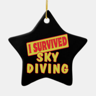 ORNEMENT ÉTOILE EN CÉRAMIQUE J'AI SURVÉCU AU SKYDIVING