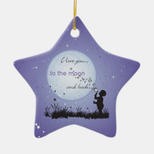 Ornement Étoile En Céramique Je t'aime à la lune et aux cadeaux De