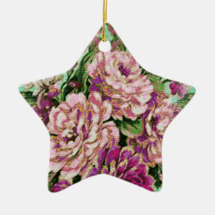 Ornement Étoile En Céramique Joremount Chic Floral Star