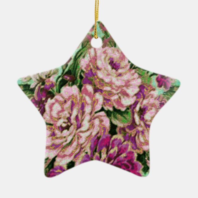 Ornement Étoile En Céramique Joremount Chic Floral Star (Devant)