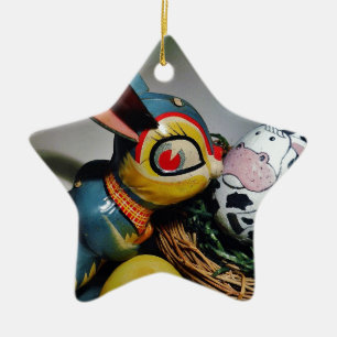 Ornement Étoile En Céramique Jouet lapin et oeuf de vache