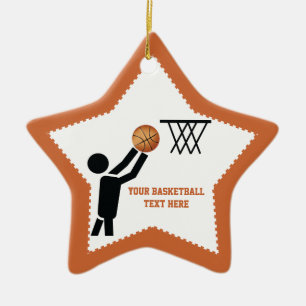 Ornement Étoile En Céramique Joueur de basket-ball avec étoile