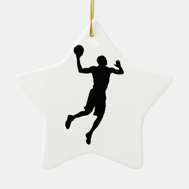 Ornement Étoile En Céramique Joueur de basket-ball Pop Art Silhouette (Devant)