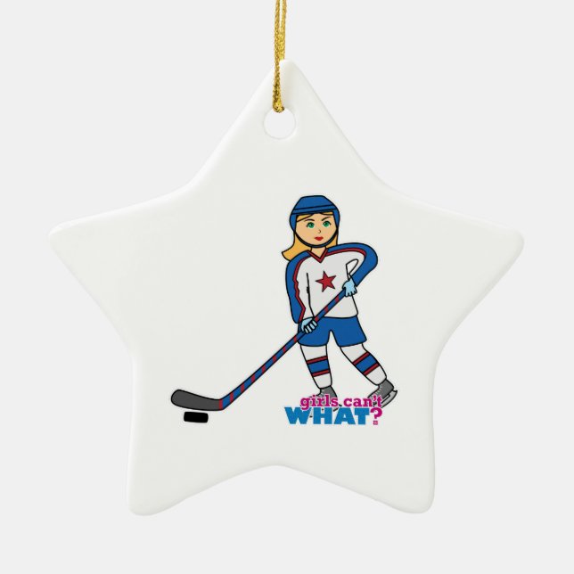 Ornement Étoile En Céramique Joueuse de hockey (Devant)