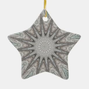 Ornement Étoile En Céramique Kaleidoscope Design Rustique gris clair