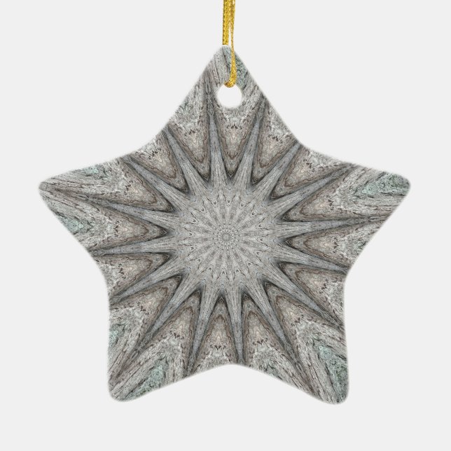 Ornement Étoile En Céramique Kaleidoscope Design Rustique gris clair (Dos)