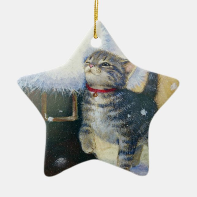 Ornement Étoile En Céramique Kitten à Père Noël Boot (Devant)