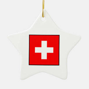 Ornement Étoile En Céramique La Suisse - drapeau suisse
