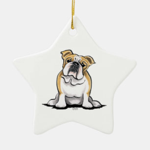 Ornement Étoile En Céramique Le bouledogue blanc de faon se reposent assez