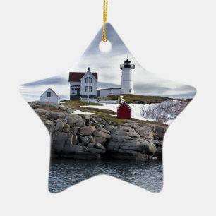 Ornement Étoile En Céramique Le phare "Nubble" de Cape Neddick York, Maine