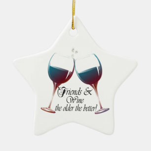Ornement Étoile En Céramique Les amis et Wine plus l'art meilleur de vin est