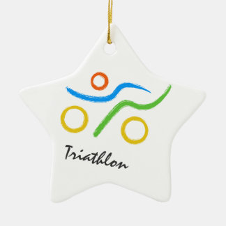 Ornement Étoile En Céramique Logo de triathlon