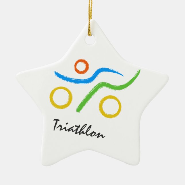Ornement Étoile En Céramique Logo de triathlon (Devant)