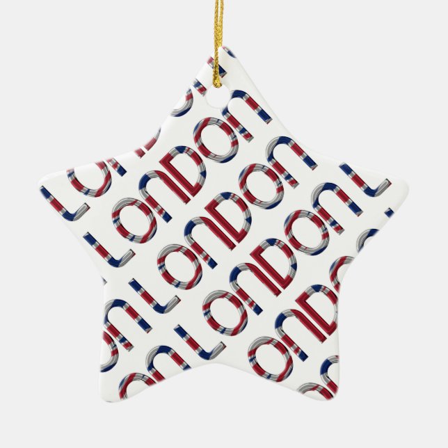 Ornement Étoile En Céramique Londres Union Jack British Drapeau Typographie Élé (Devant)