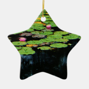 Ornement Étoile En Céramique lotus rose noir