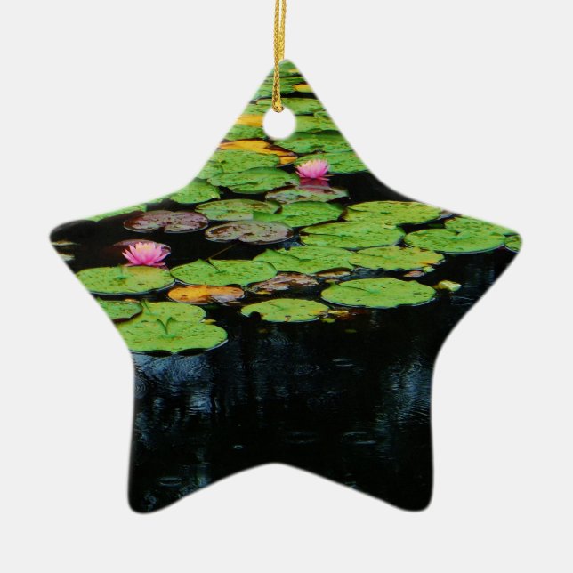 Ornement Étoile En Céramique lotus rose noir (Devant)