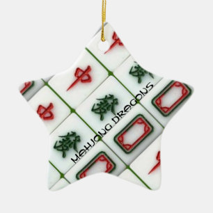 Ornement Étoile En Céramique Mahjong Dragons