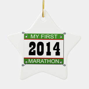 Ornement Étoile En Céramique Mon premier marathon - 2014