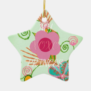 Ornement Étoile En Céramique Mon XOXO Little Princess Floral Art Design d'impre