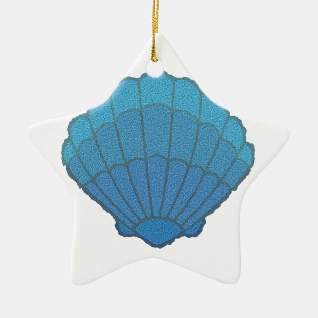 Ornement Étoile En Céramique Mosaïque Blue Seashell (Devant)