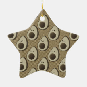 Ornement Étoile En Céramique Motif Avocado de style vintage
