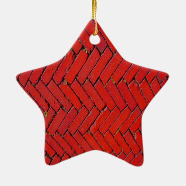 Ornement Étoile En Céramique Motif de chevron de brique rouge brillant (Dos)