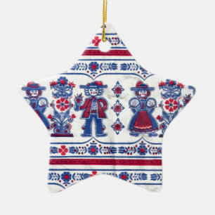 Ornement Étoile En Céramique Motif suisse traditionnel de folklore